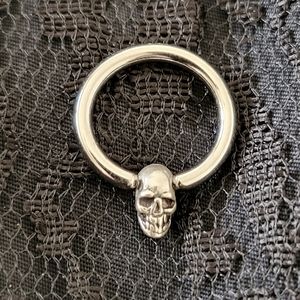 NEW Body Jewelry Captive Bead Ring with Skull